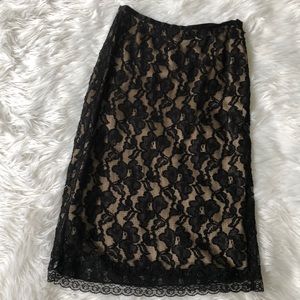Black lace midi skirt